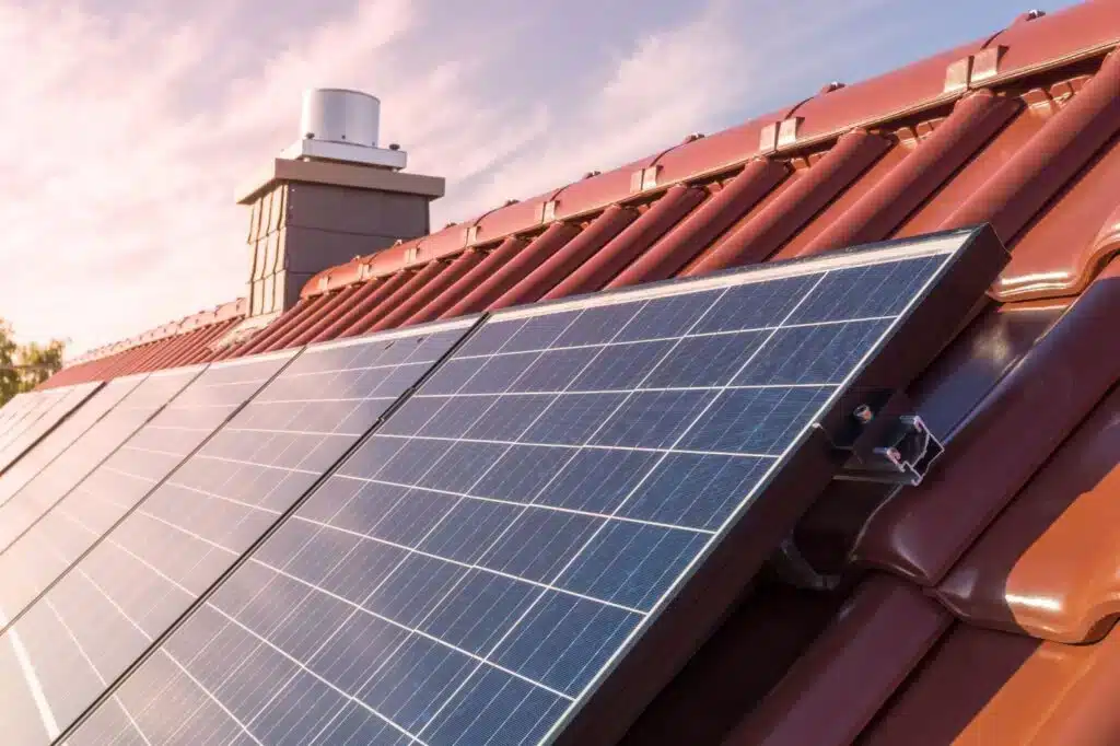 Solar panels on the roof of a house