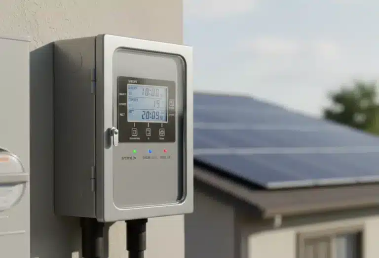 An electric meter used for net metering in a solar system