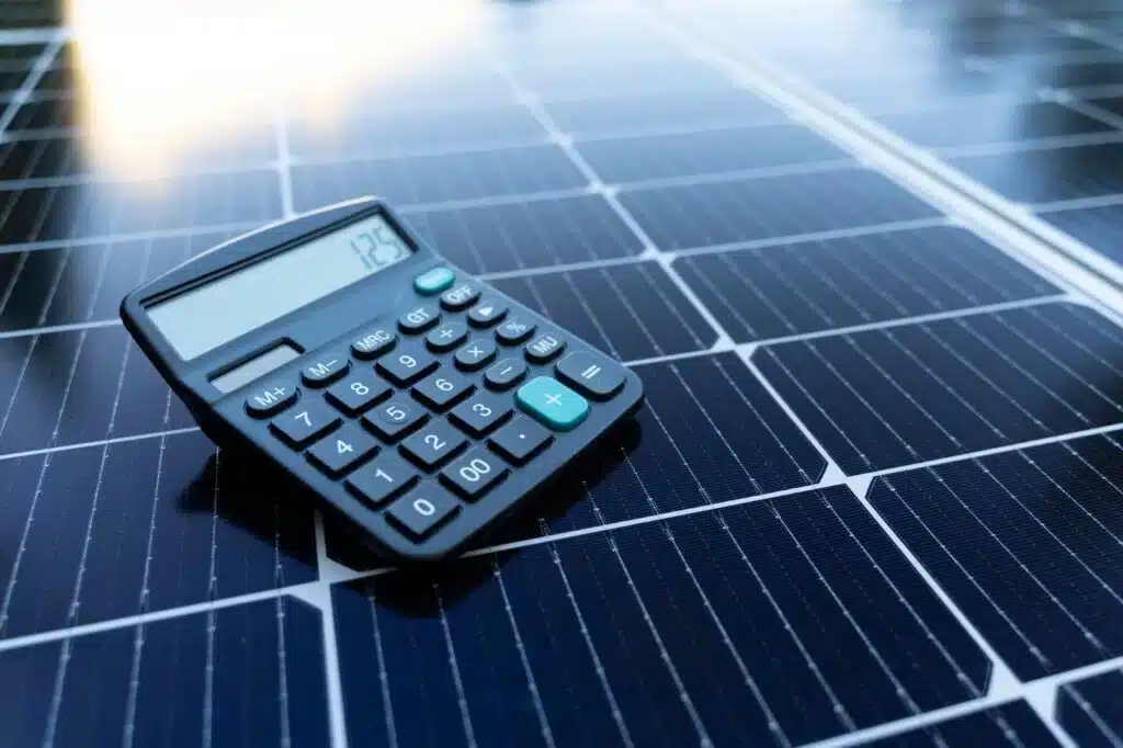 solar panels and a calculator
