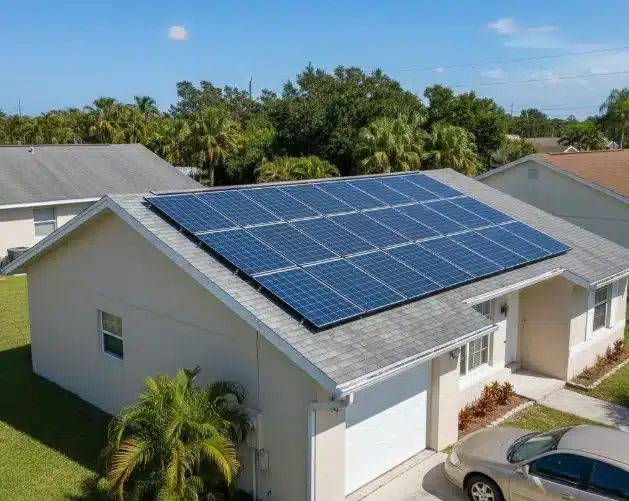 view of solar panels on florida home rooftop